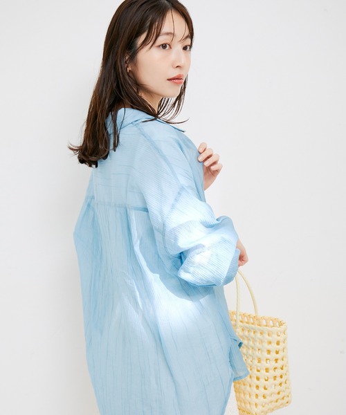 VIS(ビス)の「袖スリットシアーシャツ(シャツ/ブラウス・レディース・ピンク/ホワイト系その他/サックスブルー・FREE)」の11枚目の写真