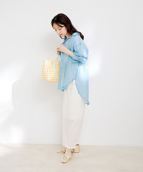 VIS(ビス)の「袖スリットシアーシャツ(シャツ/ブラウス・レディース・ピンク/ホワイト系その他/サックスブルー・FREE)」の12枚目の写真