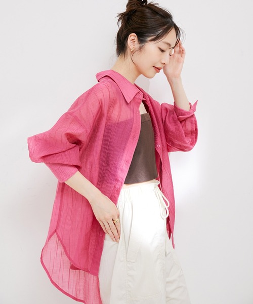 VIS(ビス)の「袖スリットシアーシャツ(シャツ/ブラウス・レディース・ピンク/ホワイト系その他/サックスブルー・FREE)」の18枚目の写真