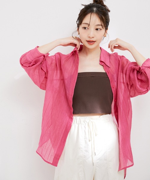 VIS(ビス)の「袖スリットシアーシャツ(シャツ/ブラウス・レディース・ピンク/ホワイト系その他/サックスブルー・FREE)」の19枚目の写真