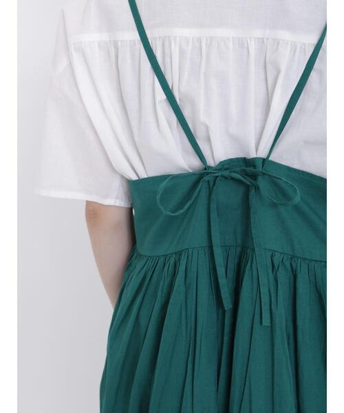 Samansa Mos2（サマンサ モスモス）の「インドコットン後ろリボンキャミワンピース（ワンピース・レディース・パープル/オフホワイト/グリーン/チャコールグレー/ブラウン・F）」の7枚目の写真
