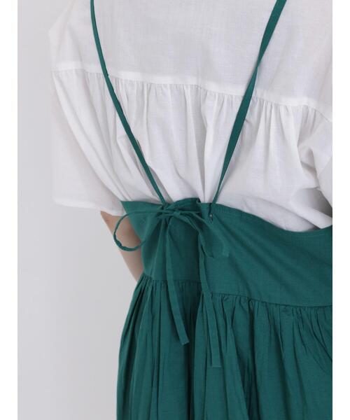 Samansa Mos2（サマンサ モスモス）の「インドコットン後ろリボンキャミワンピース（ワンピース・レディース・パープル/オフホワイト/グリーン/チャコールグレー/ブラウン・F）」の8枚目の写真