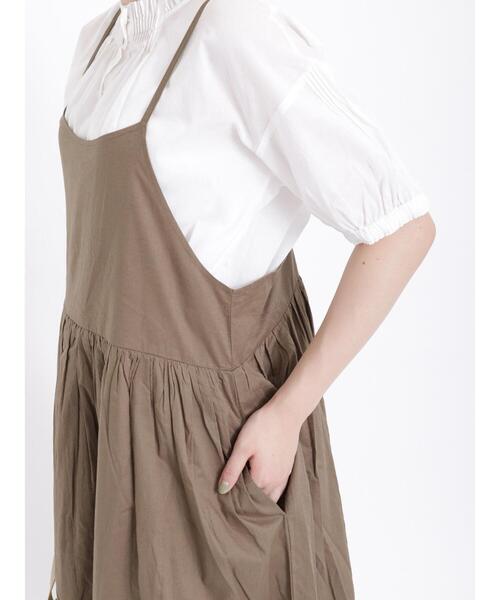 Samansa Mos2（サマンサ モスモス）の「インドコットン後ろリボンキャミワンピース（ワンピース・レディース・パープル/オフホワイト/グリーン/チャコールグレー/ブラウン・F）」の18枚目の写真