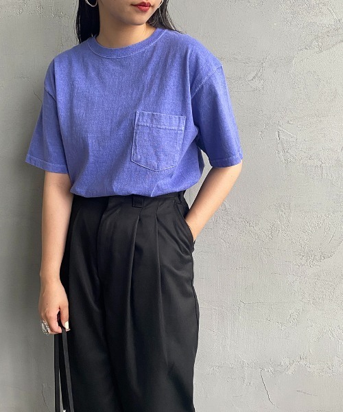 Good On（グッドオン）の「[GOOD ON/グッドオン] ショートスリーブ ポケットTシャツ（Tシャツ/カットソー・レディース・キャメル/ブラック/ダークグリーン/パープル/サックスブルー/イエロー/チャコールグレー/ライトグレー・M/L）」の6枚目の写真