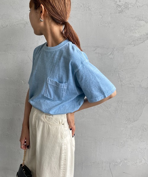 Good On（グッドオン）の「[GOOD ON/グッドオン] ショートスリーブ ポケットTシャツ（Tシャツ/カットソー・レディース・キャメル/ブラック/ダークグリーン/パープル/サックスブルー/イエロー/チャコールグレー/ライトグレー・M/L）」の5枚目の写真