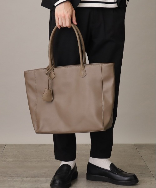 THE SHOP TK （ザ ショップ ティーケー ）の「◆【PC/A4ファイル収納可】フェイクレザートートバッグ（トートバッグ・メンズ・ネイビー/ブラウン系/ブラック・00）」の2枚目の写真