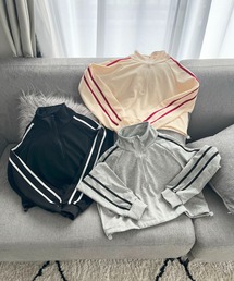 Jewelobe | ハーフジップラインスリーブクロップドスウェット(Tシャツ/カットソー)