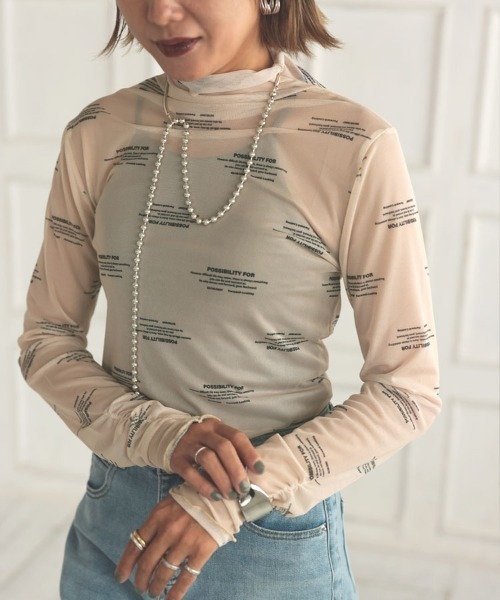DONOBAN(ドノバン)の「【pufe】ロゴシアータートル(Tシャツ/カットソー・レディース・ベージュ/グレー・F)」の2枚目の写真
