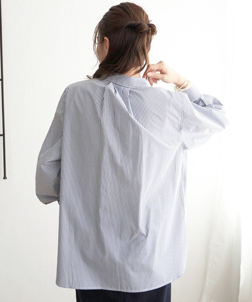 ikka(イッカ)の「ストライプ長袖シャツ(シャツ/ブラウス・レディース・ピンク/グレー/ネイビー・M/S/L)」の7枚目の写真