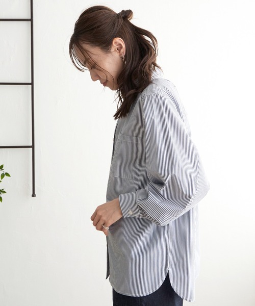 ikka(イッカ)の「ストライプ長袖シャツ(シャツ/ブラウス・レディース・ピンク/グレー/ネイビー・M/S/L)」の5枚目の写真