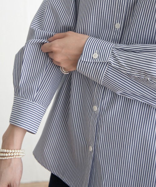 ikka(イッカ)の「ストライプ長袖シャツ(シャツ/ブラウス・レディース・ピンク/グレー/ネイビー・M/S/L)」の9枚目の写真