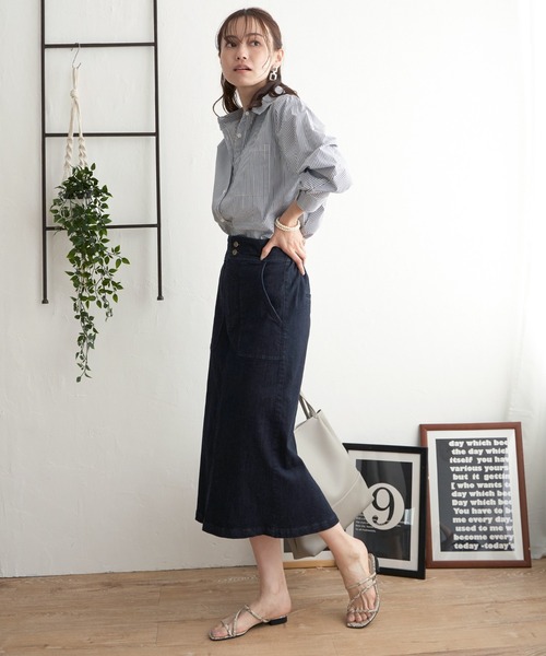 ikka(イッカ)の「ストライプ長袖シャツ(シャツ/ブラウス・レディース・ピンク/グレー/ネイビー・M/S/L)」の8枚目の写真