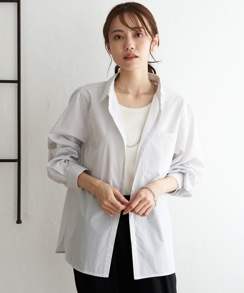 ikka(イッカ)の「ストライプ長袖シャツ(シャツ/ブラウス・レディース・ピンク/グレー/ネイビー・M/S/L)」の19枚目の写真
