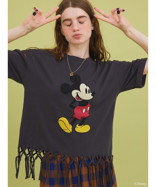 Disney（ディズニー）の「裾フリンジ半袖カットプルオーバー/Mickey（T