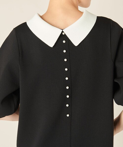 NOLLEY'S 白襟ワンピース 手洗い可能 濃紺ネイビー Sサイズ NOLLEY'S（ノーリーズ）の「《手洗い可能》白襟ワンピース（ワンピース