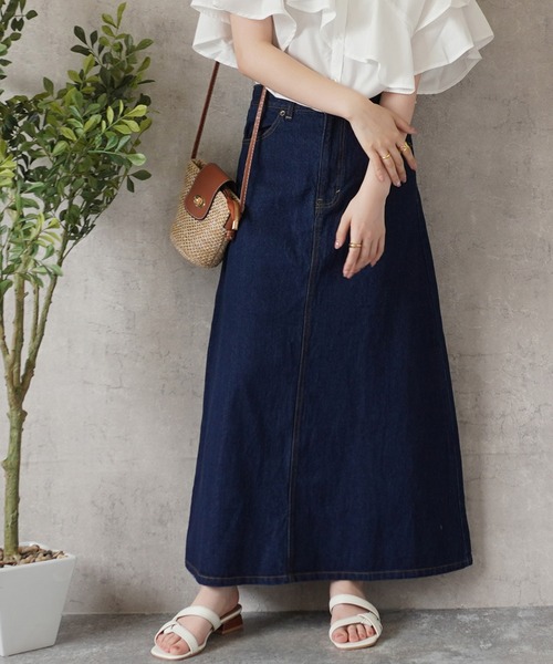 SELECT LEVERY(セレクトリベリー)の「バックプリーツデニムロングスカート(デニムスカート・レディース・ブルー/ネイビー/ワンウォッシュ・LARGE/MEDIUM/X-LARGE/SMALL)」の5枚目の写真
