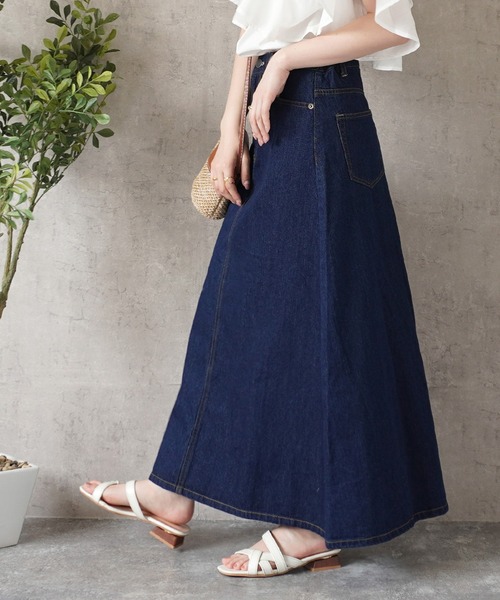 SELECT LEVERY(セレクトリベリー)の「バックプリーツデニムロングスカート(デニムスカート・レディース・ブルー/ネイビー/ワンウォッシュ・LARGE/MEDIUM/X-LARGE/SMALL)」の7枚目の写真