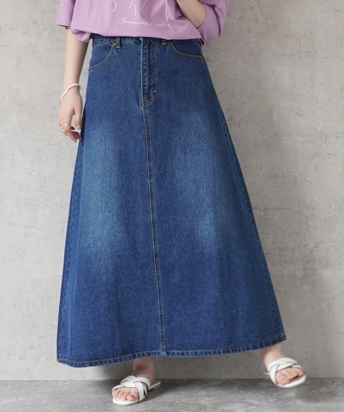 SELECT LEVERY(セレクトリベリー)の「バックプリーツデニムロングスカート(デニムスカート・レディース・ブルー/ネイビー/ワンウォッシュ・LARGE/MEDIUM/X-LARGE/SMALL)」の11枚目の写真