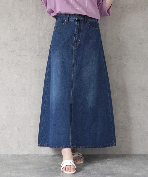 SELECT LEVERY(セレクトリベリー)の「バックプリーツデニムロングスカート(デニムスカート・レディース・ブルー/ネイビー/ワンウォッシュ・LARGE/MEDIUM/X-LARGE/SMALL)」の12枚目の写真