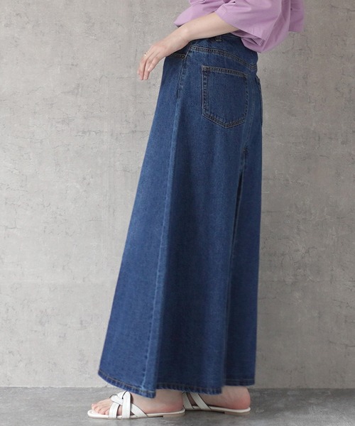 SELECT LEVERY(セレクトリベリー)の「バックプリーツデニムロングスカート(デニムスカート・レディース・ブルー/ネイビー/ワンウォッシュ・LARGE/MEDIUM/X-LARGE/SMALL)」の14枚目の写真