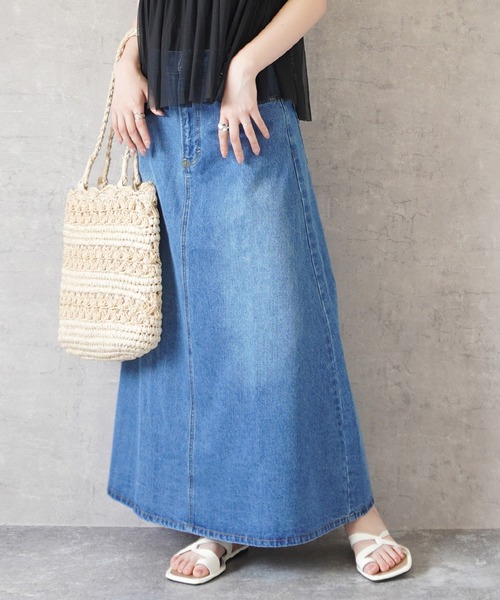 SELECT LEVERY(セレクトリベリー)の「バックプリーツデニムロングスカート(デニムスカート・レディース・ブルー/ネイビー/ワンウォッシュ・LARGE/MEDIUM/X-LARGE/SMALL)」の18枚目の写真
