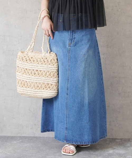 SELECT LEVERY(セレクトリベリー)の「バックプリーツデニムロングスカート(デニムスカート・レディース・ブルー/ネイビー/ワンウォッシュ・LARGE/MEDIUM/X-LARGE/SMALL)」の20枚目の写真