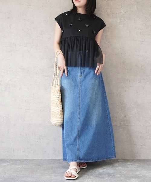 SELECT LEVERY(セレクトリベリー)の「バックプリーツデニムロングスカート(デニムスカート・レディース・ブルー/ネイビー/ワンウォッシュ・LARGE/MEDIUM/X-LARGE/SMALL)」の22枚目の写真