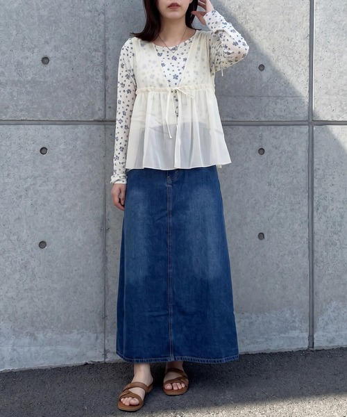 SELECT LEVERY(セレクトリベリー)の「バックプリーツデニムロングスカート(デニムスカート・レディース・ブルー/ネイビー/ワンウォッシュ・LARGE/MEDIUM/X-LARGE/SMALL)」の16枚目の写真