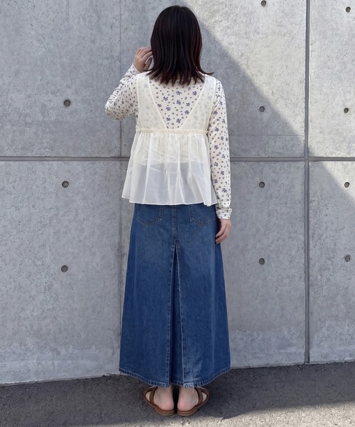SELECT LEVERY(セレクトリベリー)の「バックプリーツデニムロングスカート(デニムスカート・レディース・ブルー/ネイビー/ワンウォッシュ・LARGE/MEDIUM/X-LARGE/SMALL)」の17枚目の写真