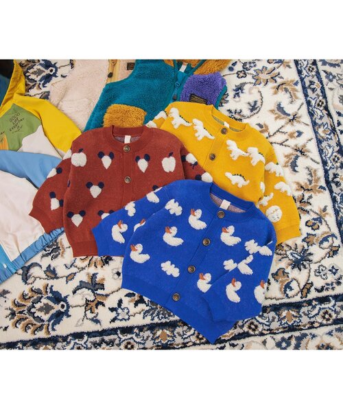 BREEZE(ブリーズ)の「アニマルジャガードベビーカーディガン(その他ベビーウェア・キッズ・ブルー/マスタード/ブラウン・70/80/90)」の4枚目の写真