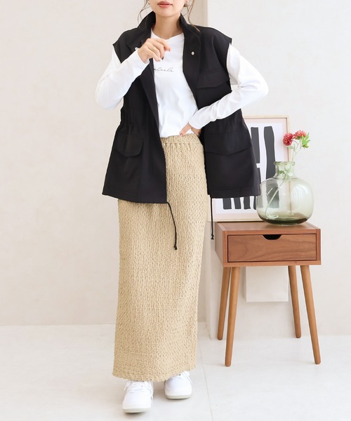 Social GIRL（ソーシャルガール）の「バックスリットジャガードロングスカート（スカート・レディース・ブラック/オフホワイト/ブルー/ベージュ・M）」の14枚目の写真