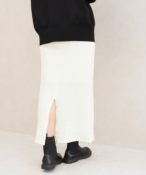 Social GIRL（ソーシャルガール）の「バックスリットジャガードロングスカート（スカート・レディース・ブラック/オフホワイト/ブルー/ベージュ・M）」の5枚目の写真