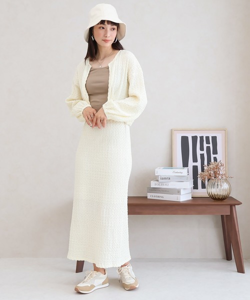 Social GIRL（ソーシャルガール）の「バックスリットジャガードロングスカート（スカート・レディース・ブラック/オフホワイト/ブルー/ベージュ・M）」の8枚目の写真