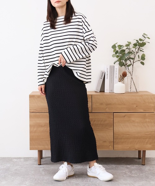 Social GIRL（ソーシャルガール）の「バックスリットジャガードロングスカート（スカート・レディース・ブラック/オフホワイト/ブルー/ベージュ・M）」の11枚目の写真