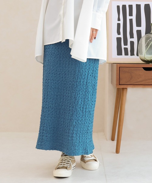 Social GIRL（ソーシャルガール）の「バックスリットジャガードロングスカート（スカート・レディース・ブラック/オフホワイト/ブルー/ベージュ・M）」の16枚目の写真