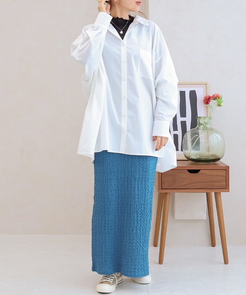 Social GIRL（ソーシャルガール）の「バックスリットジャガードロングスカート（スカート・レディース・ブラック/オフホワイト/ブルー/ベージュ・M）」の17枚目の写真