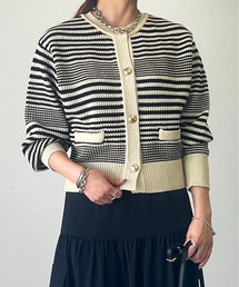 un dix cors | 金釦ラウンドネックショートカーディガン(カーディガン/ボレロ)