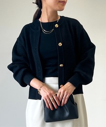 un dix cors | 金釦ラウンドネックショートカーディガン(カーディガン/ボレロ)