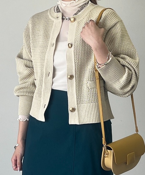 un dix cors（アンディコール）の「金釦ラウンドネックショートカーディガン（カーディガン/ボレロ・レディース・アイボリー/ブラック/ホワイト/レッド・FREE）」の20枚目の写真