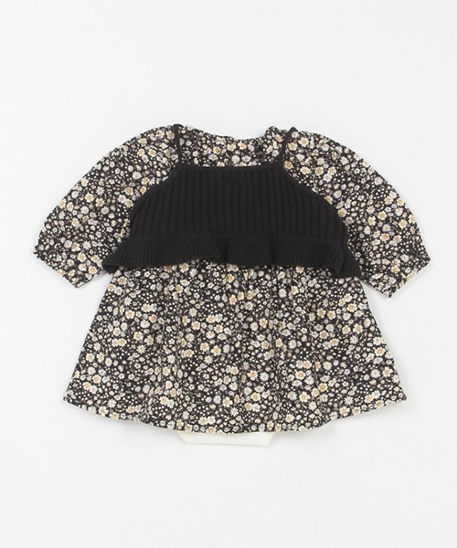 petit main（プティマイン）の「【リンク】ニットビスチェ付きワンピース（アンサンブル・キッズ・ブラック/ライトピンク・70cm/80ｃｍ）」の3枚目の写真