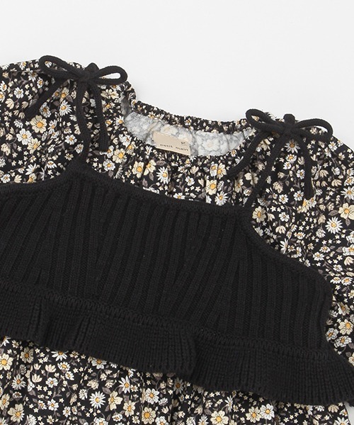 petit main（プティマイン）の「【リンク】ニットビスチェ付きワンピース（アンサンブル・キッズ・ブラック/ライトピンク・70cm/80ｃｍ）」の5枚目の写真