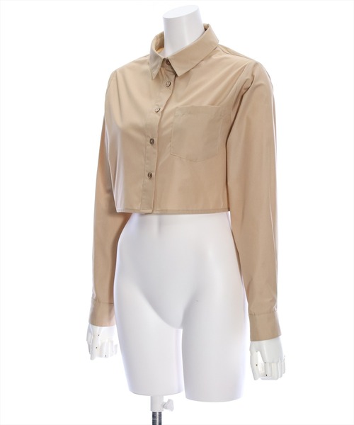 clear（クリア）の「クロップド丈シャツ[骨格ウェーブ]≪2024SS≫（シャツ/ブラウス・レディース・ベージュ/ブルー/ネイビー系/オフホワイト/ピンクベージュ/ピンク/ダークブラウン・F）」の8枚目の写真