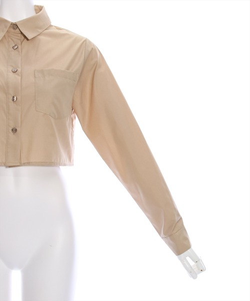 clear（クリア）の「クロップド丈シャツ[骨格ウェーブ]≪2024SS≫（シャツ/ブラウス・レディース・ベージュ/ブルー/ネイビー系/オフホワイト/ピンクベージュ/ピンク/ダークブラウン・F）」の13枚目の写真