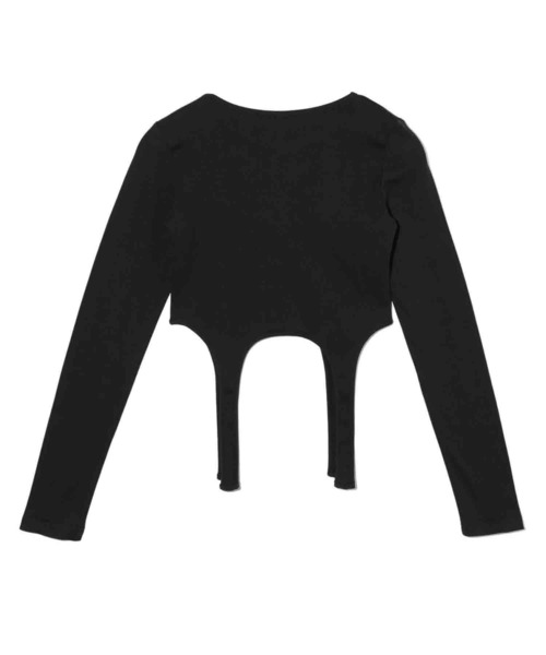 X-girl（エックスガール）の「GARTER L/S TOP（Tシャツ/カットソー・レディース・オフホワイト/ブラウン/ブラック・M/S）」の4枚目の写真