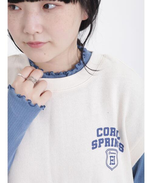 Samansa Mos2（サマンサ モスモス）の「シアーリブ配色メローカットソー（Tシャツ/カットソー・レディース・ピンク/グリーン/ブルー/チャコールグレー/キナリ/ベージュ・F）」の6枚目の写真