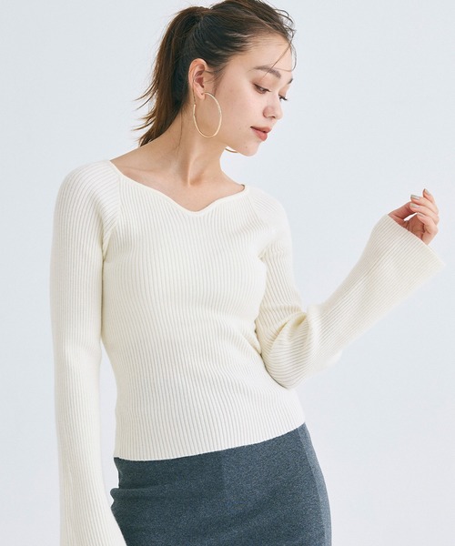 coca（coca）（コカ）の「ベルスリーブニットトップス（ニット/セーター・レディース・ブラック/アイボリー・L/M/S）」の18枚目の写真