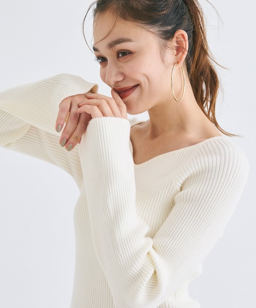 coca（coca）（コカ）の「ベルスリーブニットトップス（ニット/セーター・レディース・ブラック/アイボリー・L/M/S）」の16枚目の写真