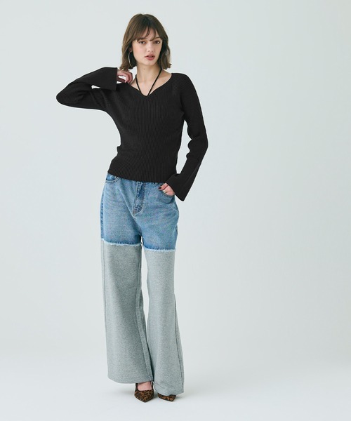 coca（coca）（コカ）の「ベルスリーブニットトップス（ニット/セーター・レディース・ブラック/アイボリー・L/M/S）」の12枚目の写真