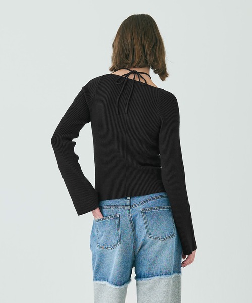 coca（coca）（コカ）の「ベルスリーブニットトップス（ニット/セーター・レディース・ブラック/アイボリー・L/M/S）」の10枚目の写真