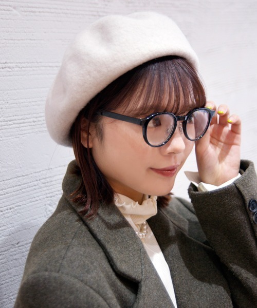 polcadot（ポルカドット）の「ウールバスクベレー（ハンチング/ベレー帽・レディース・アイボリー/ダークグリーン/ベージュ/ブラック/モカ・FREE）」の2枚目の写真